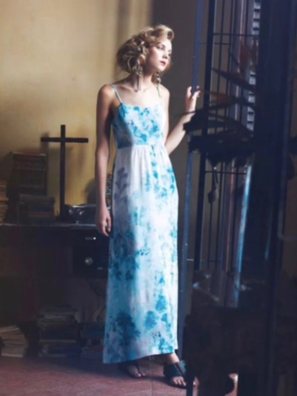 Anthropologie Moulinette Sours Dress White and Blue Size 2